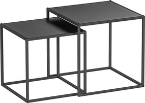 HOMCOM Zestaw 2 Stolików Kawowych Narożnych Nowoczesny Design Stalowa Rama Czarny 40x40x40cm | Aosom PL
