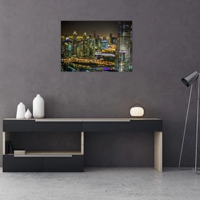 Obraz na szkle - miasto nocą (70x50 cm)