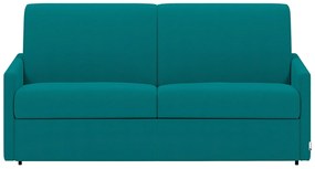 Kanapa 3-osobowa z ekspresowym mechanizmem rozkładania z tkaniny CALIFE - Kolor: turkusowy - Wymiary miejsca do spania: 140 cm - Materac 14 cm