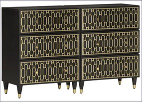 Czarna drewniana komoda z szufladami retro - Rebex 13X