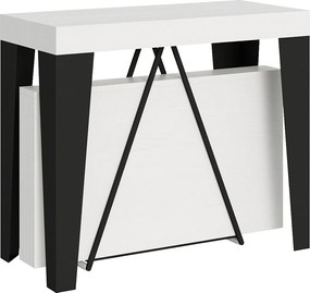 Konsola rozkładana 90x40/300 cm Algo frassino biała rama w kolorze antracytu