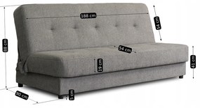Sofa z Funkcją Spania ARUBA Wersalka Rozkładana Dwuosobowa Szara Nowoczesna do Salonu