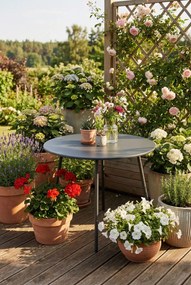 Szary okrągły stolik ogrodowy B3-B38