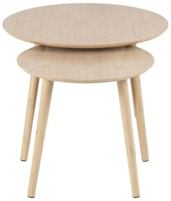 Bambusowe okrągłe stoliki w naturalnym kolorze zestaw 2 szt. ø 60 cm Roslin – Actona