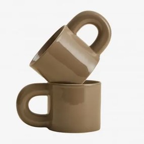 Pack 2 Filiżanek Do Kawy Z New Bone China 30 Cl Rylvane Moka Brown - Sklum