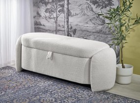 Ławka, Pufa FICARIA z pojemnikiem w kolorze kremowym, tkanina boucle, 150x40x47 cm