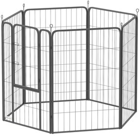 PawHut Wybieg dla psów z 6 panelami, solidny, z bezpiecznymi drzwiami, do użytku wewnątrz i na zewnątrz, do ogrodu, na kemping, 100 cm wysokości