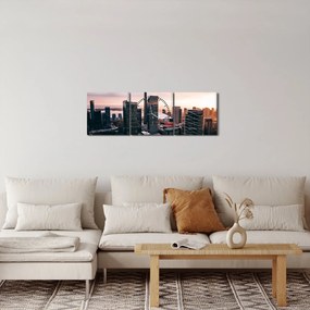 Obraz - Widok na centrum miasta (z zegarem) (90x30 cm)