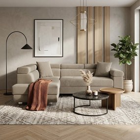 Narożnik z funkcją spania sprężyny faliste TORRE lewy Cappuccino