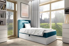 Niebieskie łóżko kontynentalne LED 3 rozmiary - Fenarro