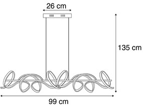 Designerska lampa wisząca srebrna LED ściemnialna - KrisscrossDesignerski Oswietlenie wewnetrzne