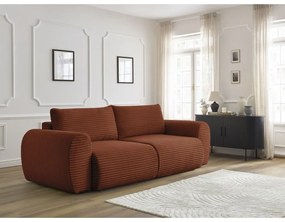 Ceglasta sztruksowa rozkładana sofa 257 cm Lucien – Bobochic Paris