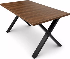 Stół industrialny rozkładany Sara 150–190 cm do salonu, metalowe nogi X, laminowany blat