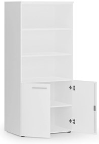 Szafa biurowa z drzwiami niskimi PRIMO WHITE, 800 x 500 x 1781 mm, biały