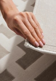 Dywan nowoczesny Perles Geometria szaro-kremowa 80 cm x 240 cm