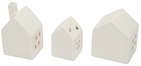 Ceramiczne domki LED SCANDI, 3 ozdoby świetlne