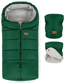 PETITE&MARS - Zestaw śpiwór 3w1 JIBOT + mufki do wózka zielony