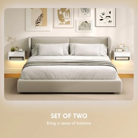 HOMCOM Zestaw stolików nocnych 2 szt. z oświetleniem RGB-LED, unoszący się stolik nocny z szufladą i otwartą półką, biały | Aosom PL