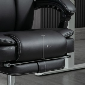 Vinsetto Regulowany Fotel Biurowy z 6 Punktami Masażu, Funkcją Ogrzewania, Podnóżkiem, Skóra Ekologiczna, Czarny