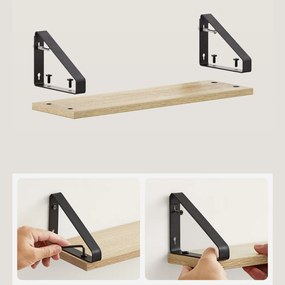 Vasagle Półki ścienne ABBY z konsolą, 3 szt., 30/35/40x12cm, czarna/jasnobrązowy