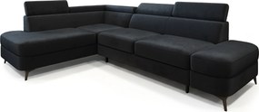 Masseno Narożnik AVISE z funkcją spania i pojemnikiem na pościel Narozniki L, Rozkładana sofa - Czarny, MONOLITH 95