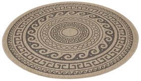 Dywan zewnętrzny okrągły Comilla ornament beżowo-antracytowy 160 cm x 160 cm