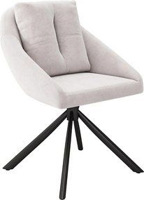 Zestaw 6 obrotowych welurowych krzeseł z ergonomicznymi metalowymi stelażami – beżowy