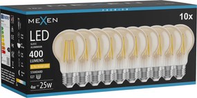 Mexen Vintis 10x żarówka filament LED E27, A60, 4W, Ciepła - 2200K, 400 lm, amber - L150-E27-0422-50x10