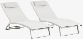 Zestaw 2 Aluminiowych Leżaków Z Regulowanym Oparciem I Poduszką Dulem Gardenia Biel - Sklum