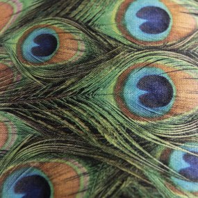 Abażur welurowy z wzorem pawia 50/50/25 ze złotym wnętrzem