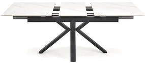Stół rozkładany PLATAN 140(180)x85 biały marmur/czarny HALMAR