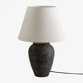 Lampa Stołowa Ximena Z Lnu I Terakoty Negro - Sklum