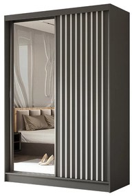 Szafa przesuwna - Lamel z lustrem 150 cm, szary mat