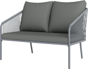 Outsunny Sofa Ogrodowa z Poduszkami 2-osobowa Sofa Rattanowa dla Salonu na Balkon 112 x 72 x 76 cm Szary