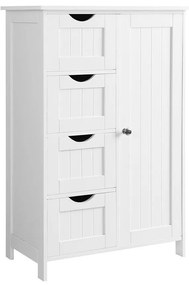 Szafka do łazienki z 4 szufladami i półką PAULA, 55x30x81cm, biała Vasagle