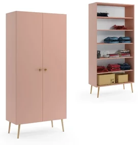 Szafa LEBEL z półkami 87cm różowa MELIMEBLE