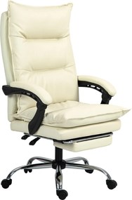 Vinsetto Fotel biurowy żółty skóra ekologiczna regulowana wysokość z podnóżkiem do 135 kg metalowa podstawa | Aosom PL