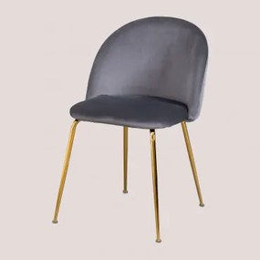 Krzesło Jadalniane Z Aksamitu Kana Design Gris & Złoto - Sklum