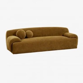 Sofa Trzyosobowa Tapicerowana Shirina Chenilla Ciemny Musztardowy - Sklum