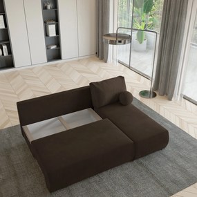 Masseno Narożnik PARVELO z funkcją spania i pojemnikiem na pościel Narozniki L, Rozkładana sofa - Brązowy, POSO 06 + KRONOS 06