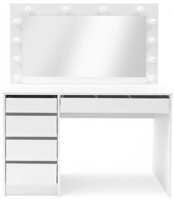 Toaletka Velinio XL 120 cm z szufladami i oświetleniem - biały