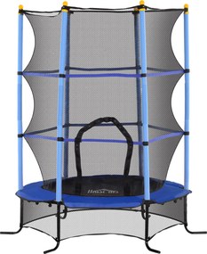 HOMCOM Dziecięca Trampolina Ø163 cm z Siatką Bezpieczeństwa, Do Użytku Wewnątrz i Na Zewnątrz, Obciążenie do 50 kg, Stal, Tworzywo, Niebieska