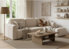 Stylowy narożnik rozkładany lewostronny BINGO L 245x148x87 cm w tkaninie Paros 1 beżowej