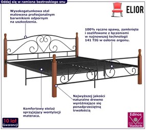 Łóżko małżeńskie vintage czarny + ciemny dąb 200x200 cm Sekros 5X