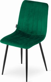 Zielone krzesło do kuchni LAVA aksamitne z czarnymi nogami