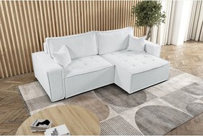 Narożnik z funkcją spania w kształcie L Bohoo, tkanina Raven, Ecru, Prawy