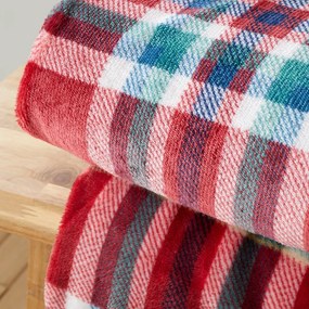 Czerwony koc z materiału sherpa 130x170 cm Kelso Check – Catherine Lansfield