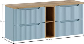 Niebieska szafka łązienkowa pod umywalkę 140 cm - Arvessi 5X