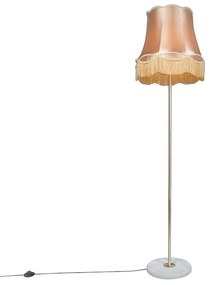 Lampa podłogowa w stylu retro z mosiądzu z abażurem Granny w kolorze złotym 45 cm - Kaso