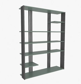 Elegancki zielono-czarny regał na książki, 120 x 160 x 29,6 cm | Płyta wiórowa pokryta melaminą w 100%, grubość 18 mm | Idealny do nowoczesn